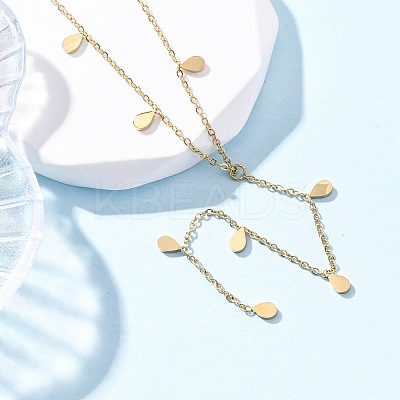 304 Stainless Steel Teardrop Tassel Y Necklaces NJEW-R026-24G-1