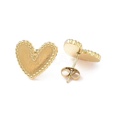 Ion Plating(IP) 304 Stainless Steel Heart Stud Earrings for Women EJEW-I285-09G-1