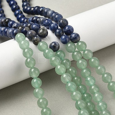 Chakra Natural Red Jasper & Yellow Jade & Green Aventurine & Tiger Eye & Sodalite & Amethyst Beads Strands G-NH0002-E02-6mm-1