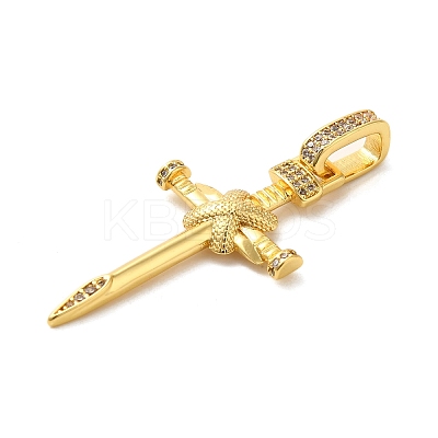 Rack Plating Brass Micro Pave Clear Cubic Zirconia Pendants KK-G488-09G-1