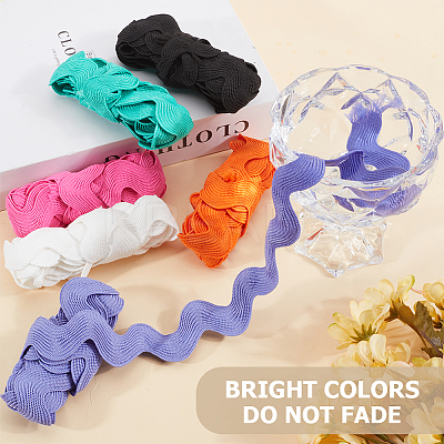 12 yards 6 styles Polyester Wavy Fringe Trim Ribbon OCOR-GF0003-28-1