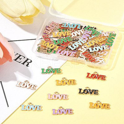 48Pcs 8 Colors Valentine's Day Theme Alloy Enamel Pendants ENAM-FS0002-51-1
