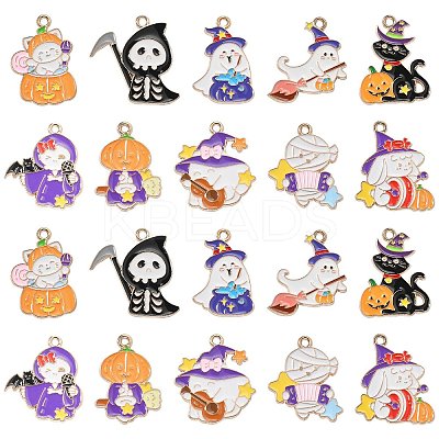 40Pcs 10 Styles Halloween Theme Alloy Enamel Pendants ENAM-CJ0004-77-1