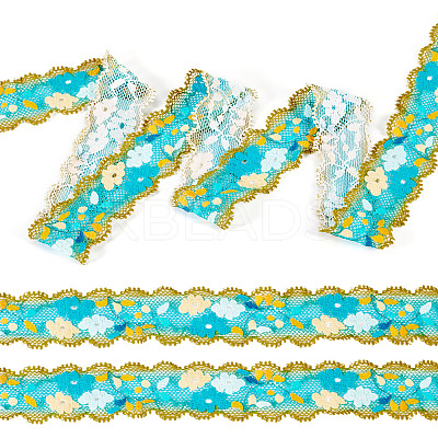6M Polyester Flower Embroidery Lace Ribbon OCOR-TAC0015-14-1