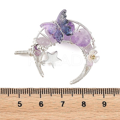 Natural Amethyst Round Chip Wire Wrapped Pendants X-PALLOY-TA00437-02-1