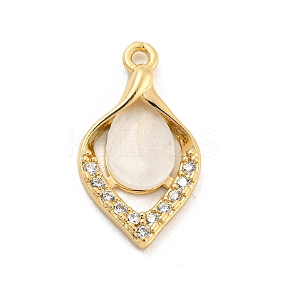 Brass Micro Pave Clear Cubic Zirconia Pendants KK-P263-16B-KCG-1