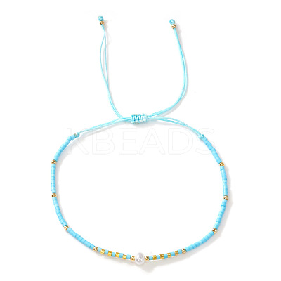 Bohemian Style Adjustable Faux Pearl & Glass Seed Bead Braided Bead Bracelets for Women OE9655-5-1