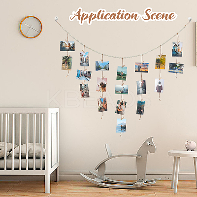 Wall Hanging Photo Display with Wooden Beads Garland AJEW-WH20011-54D-1