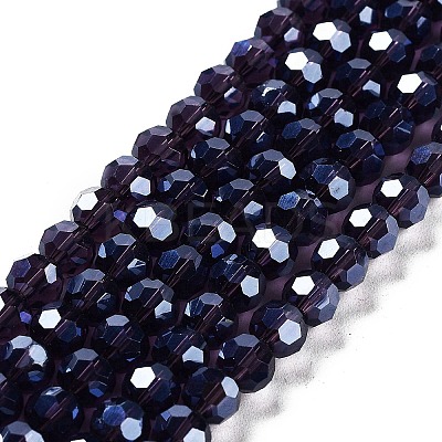 Electroplate Transparent Glass Beads Strands EGLA-A035-T6mm-A15-1