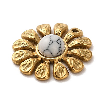 Natural Howlite Flower Pendants STAS-R009-05G-07-1