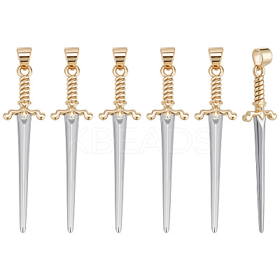 6Pcs Rack Plating Brass Pendants KK-UN0005-50-1