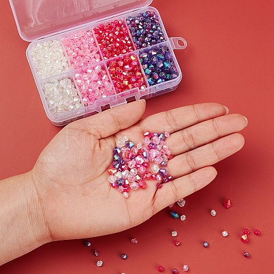 8 Style Bicone AB Color Plated Eco-Friendly Transparent Acrylic Beads TACR-YW0001-37A-1