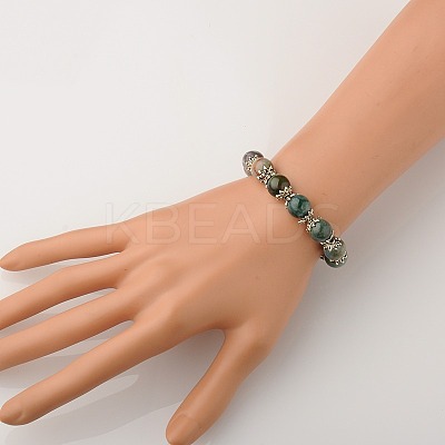 Natural Gemstone Round Bead Stretch Bracelets BJEW-JB01506-05-1