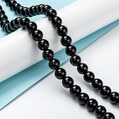 Natural Black Onyx Beads Strands G-Z024-02A-1