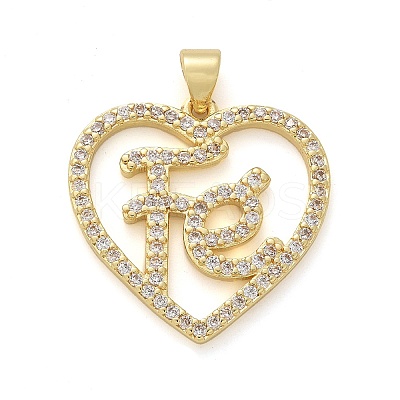 Brass Micro Pave Clear Cubic Zirconia Pendants KK-M319-22G-01-1