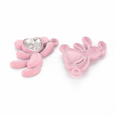 Spray Painted Alloy Rhinestone Pendants PALLOY-Q433-033B-RS-1