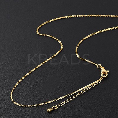 Brass Rolo Chains Necklaces for Women NJEW-D302-43G-1