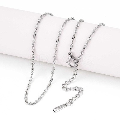 2MM 304 Stainless Steel Singapore Chains Necklaces NJEW-N058-06P-1