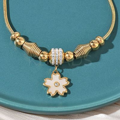 European Style Polymer Clay Rhinestones & 201 Stainless Steel & Natural Shell Charm Bracelets BJEW-G765-03G-01-1