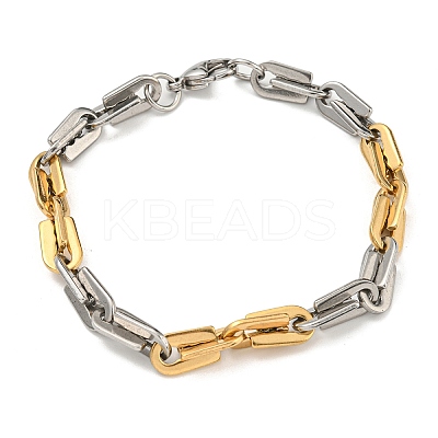Ion Plating(IP) Two Tone 201 Stainless Steel Arch Link Chain Bracelet BJEW-B078-05GP-1