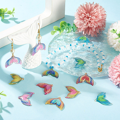 60Pcs Printed Translucent Acrylic Pendants OACR-TA0001-72-1