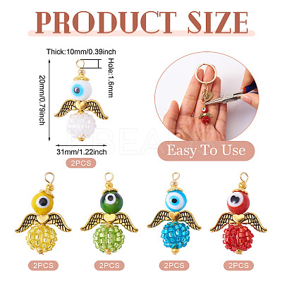 10Pcs 5 Colors Glass Seed Beads Alloy Pendants FIND-TA0005-74-1