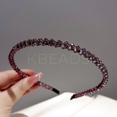 Glass Beaded Hair Bands PW-WG78237-03-1