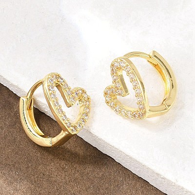 Hollow Heart Brass Micro Pave Clear Cubic Zirconia Hoop Earrings EJEW-D348-10G-1