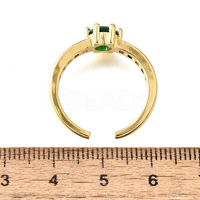 Brass Micro Pave Cubic Zirconia Cuff Rings for Women RJEW-H247-06G-1