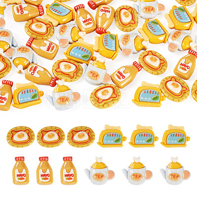 50Pcs 10 Styles Afternoon Tea Theme Opaque Resin Cabochonss RESI-TA0004-92-1