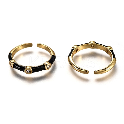 Brass Micro Pave Clear Cubic Zirconia Cuff Rings RJEW-C100-23G-C-1