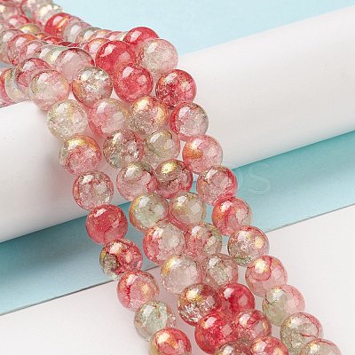 Baking Paint Crackle Glass Bead Strands DGLA-R053-04D-1