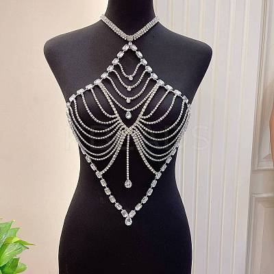 Alloy Full Crystal Rhinestone Tassel Sexy Body Chains for Bikini WGE7893-02-1