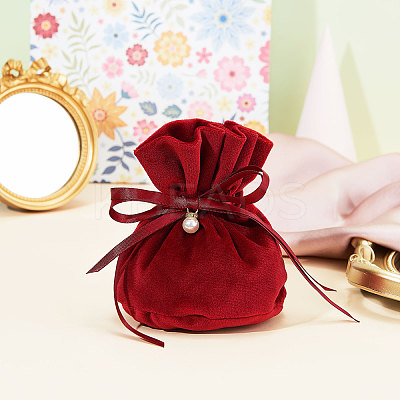 Velvet Jewelry Bags with Drawstring & Plastic Imitation Pearl LS-TP-CJC0001-03A-1