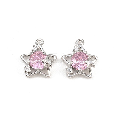 Brass Pave Pearl Pink Cubic Zirconia Pendants CU-CBA8124-01A-P-1