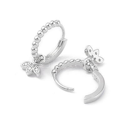 Leaf Rack Plating Brass Cubic Zirconia Hoop Earrings EJEW-K245-26P-1