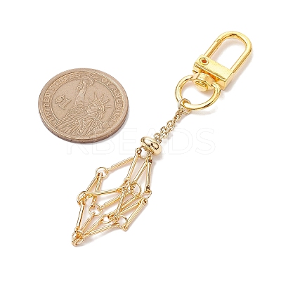 2Pcs 2 Colors Brass Bar Link Chains Pouch Stone Pendant Decorations HJEW-JM02036-1