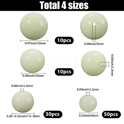 100Pcs 4 Styles Luminous Round Glass Beads GGLA-SC0001-20A-1