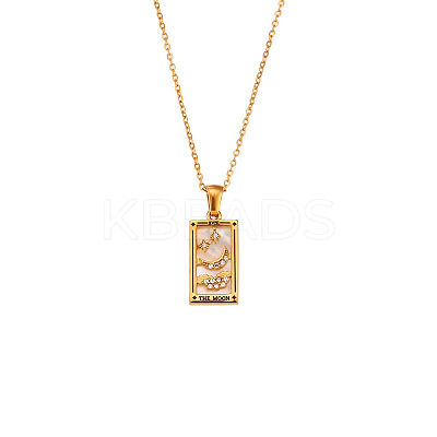 Rhinestone Tarot Card Pendant Necklace with Enamel LS-PW23032750096-1