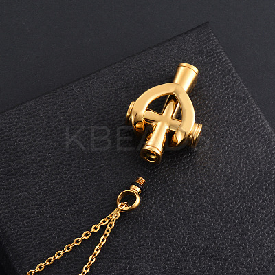 Stainless Steel Cross Cremation Urn Pendant Necklaces BOTT-PW0009-001G-1
