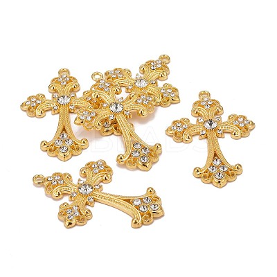 Alloy Rhinestone Cross Big Pendants LS-ALRI-1475-G-RS-1