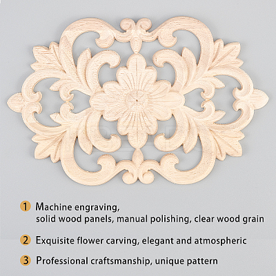 Rubber Wood Carved Onlay Applique Craft AJEW-OC0001-47-1