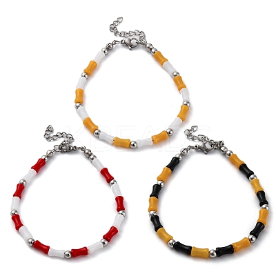 304 Stainless Steel Beaded Bracelets for Women BJEW-M056-05P-1