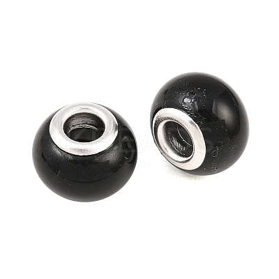 Spray Painted Glass European Beads X-GPDL-R001-11S-1