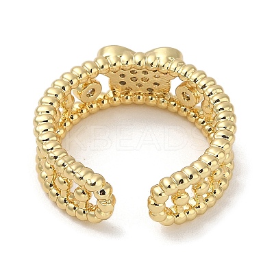 Rack Plating Brass Micro Pave Cubic Zirconia Cuff Finger Rings for Women RJEW-C114-11A-G-1