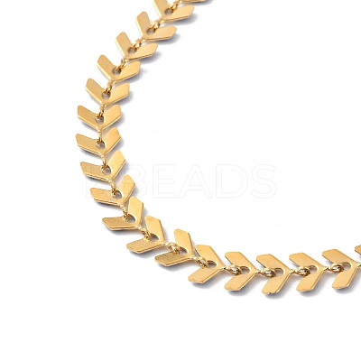 Enamel Ear of Wheat Link Chain Necklace NJEW-P220-02G-05-1