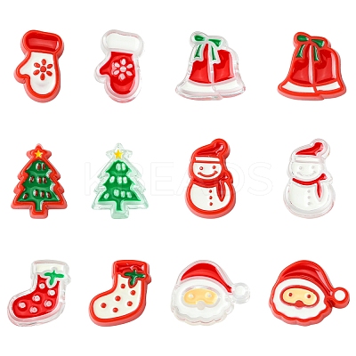 24Pcs 12 Styles Christmas Decorations Theme Opaque Acrylic Bead with Enamel FIND-FS0002-66-1