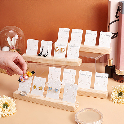 4Pcs Wooden Jewelry Display Card Stands ODIS-WH0027-046-1