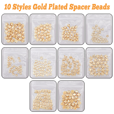 300Pcs 10 Styles Barrel Plating Alloy Beads FIND-DC0002-88-1