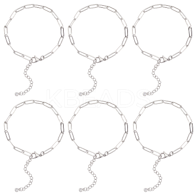 12Pcs 304 Stainless Steel Paperclip Chains Bracelets BJEW-SC0001-40-1